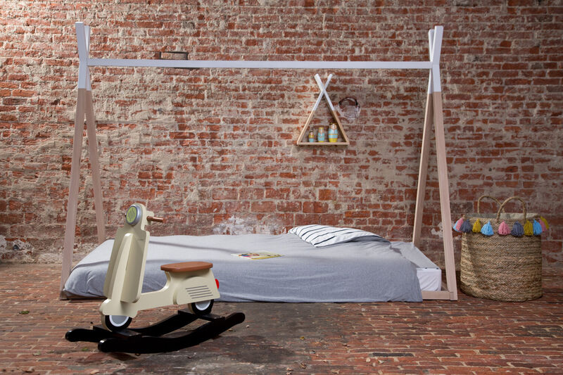 Tipibett - 90x200 Cm - Holz - Naturell Wei&szlig;