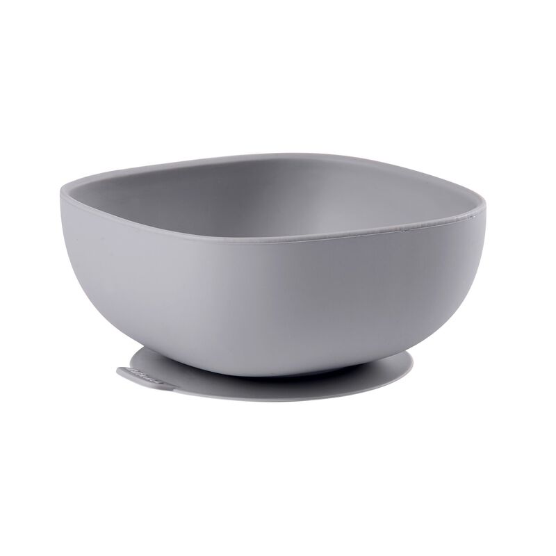 Silicone bowl with suction cup grey