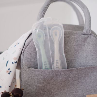 Lot de 2 cuill&egrave;res 2&egrave;me &acirc;ge silicone avec boite de transport