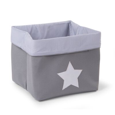 Storage Basket - 32x32x29 Cm - Canvas - Grey Stripes