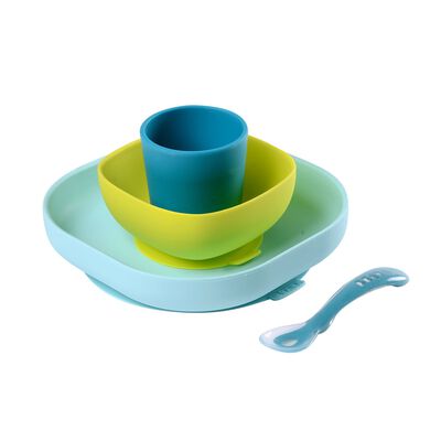 4-piece silicone dinner set blue