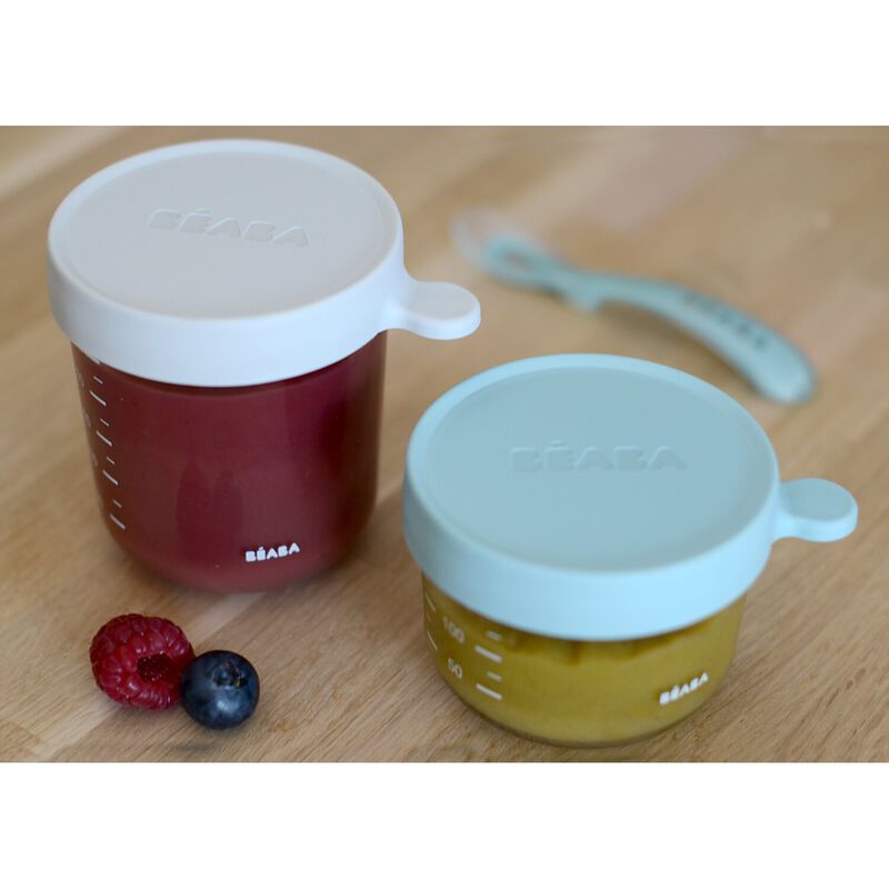 Set of 2 glass portion jars 150 ml/250ml airy-green