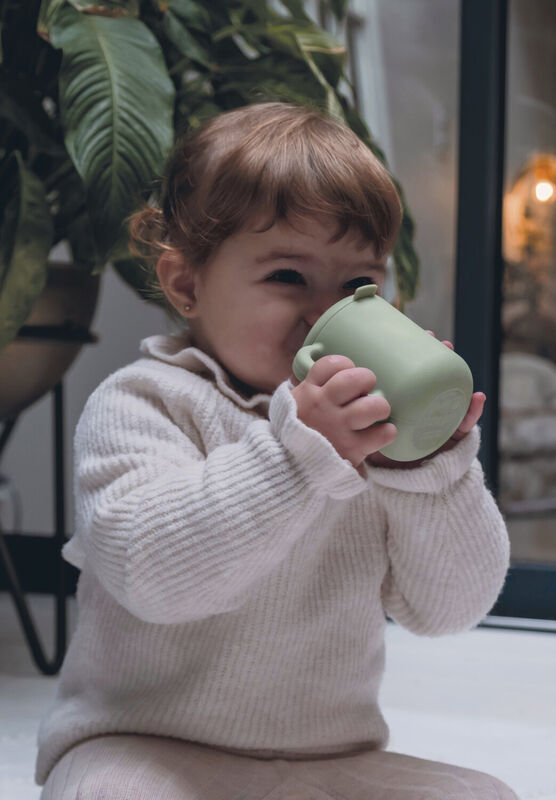 Silicone learning cup sage green