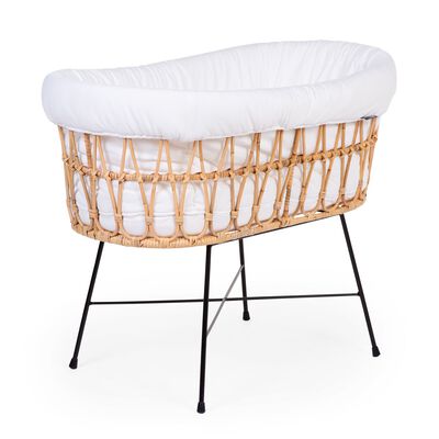 Rattan Cradle - 90x51x70cm + Metal base + Mattress - Jersey 