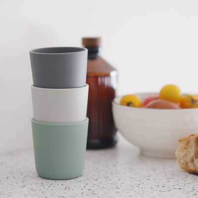 Set of 3 silicone glasses velvet grey / sage green 