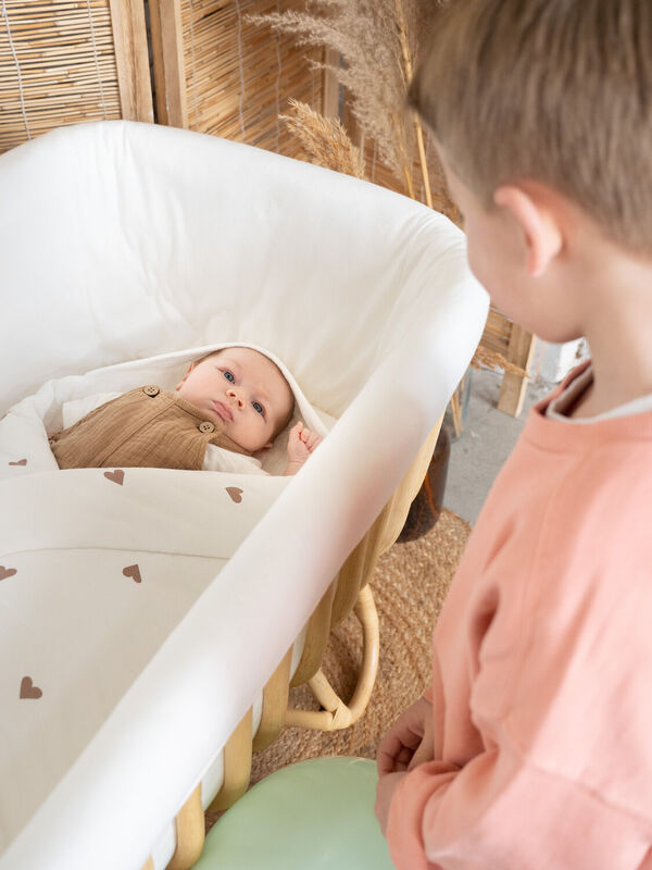 Baby Wrapper Universal - 75x75 Cm - Jersey + Muslin - Hearts