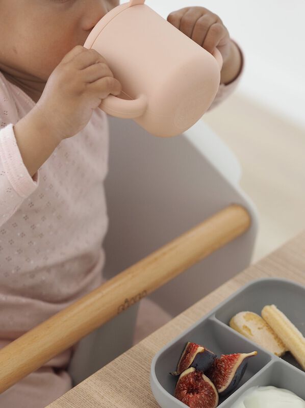 Silicone learning set + cup pink