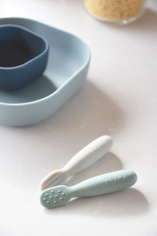 Lot de 2 PRE-CUILL&Egrave;RE SILICONE sage green / velvet grey