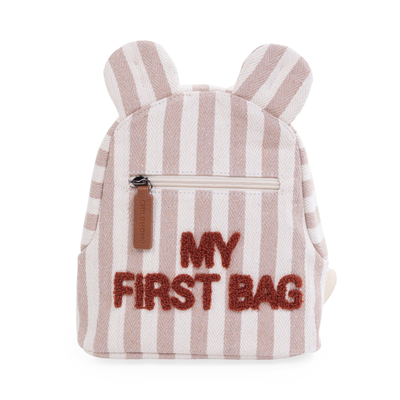 My First Bag Children's Backpack  - Stripes - Nude/Terracott