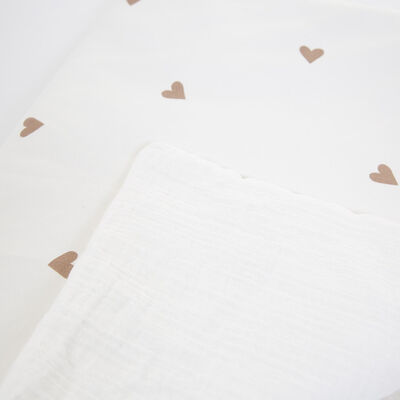 Baby Blanket - 80x100 Cm - Jersey + Muslin - Hearts