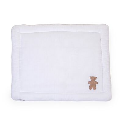 Playpen Mat - 75x95 Cm - Jersey Melange Beige / Muslin Teddy