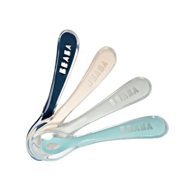 Set of 4 2nd age silicone spoon blue