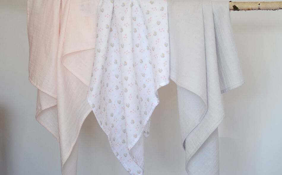 Lot de 3 langes en coton swans