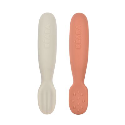 Set of 2 silicone pre-spoons terracotta / velvet grey