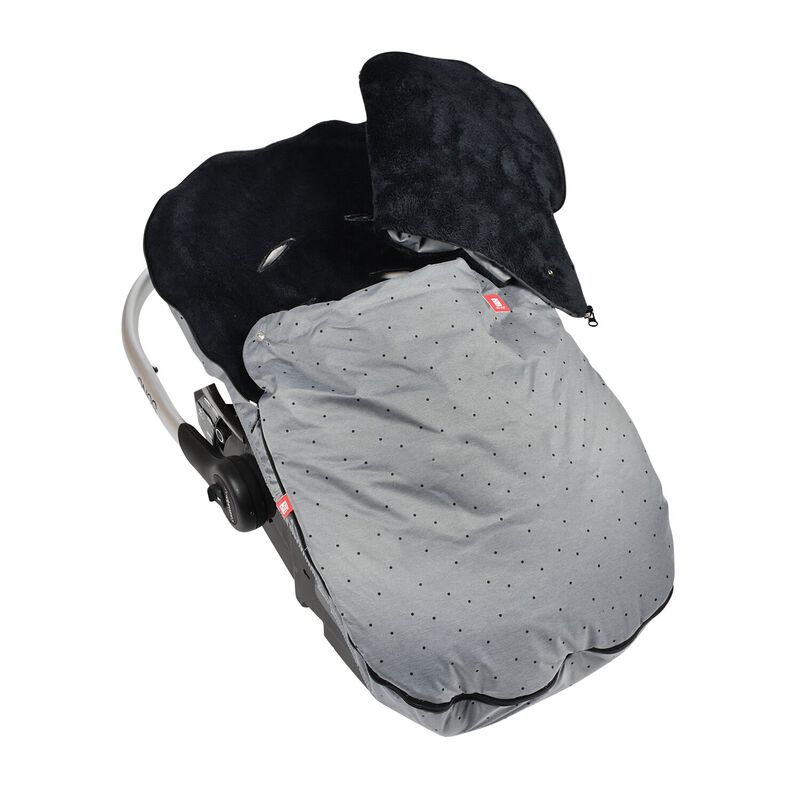 Babychalen fu&szlig;sack heather grey dots