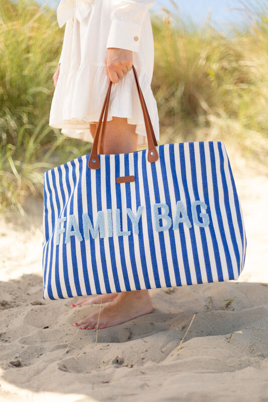 Family Bag Nursery Bag  - Stripes - Electric Blue/Light Blue
