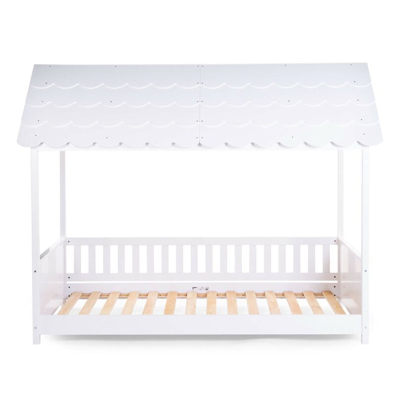 Lit Cabane Avec Toit - 90x200 Cm - Bois - Blanc
