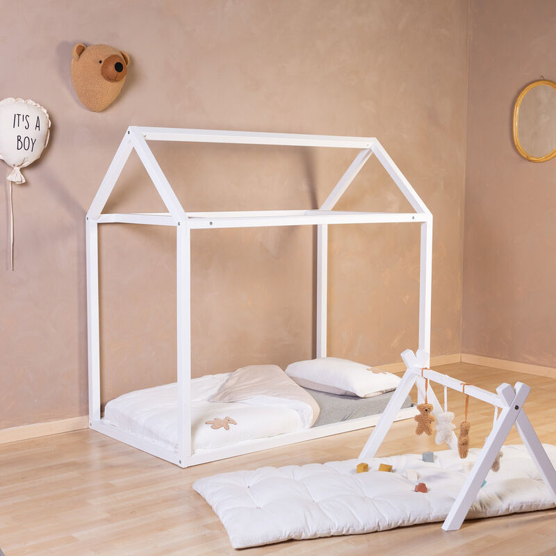 Bed Frame House - 70x140 Cm - Off White
