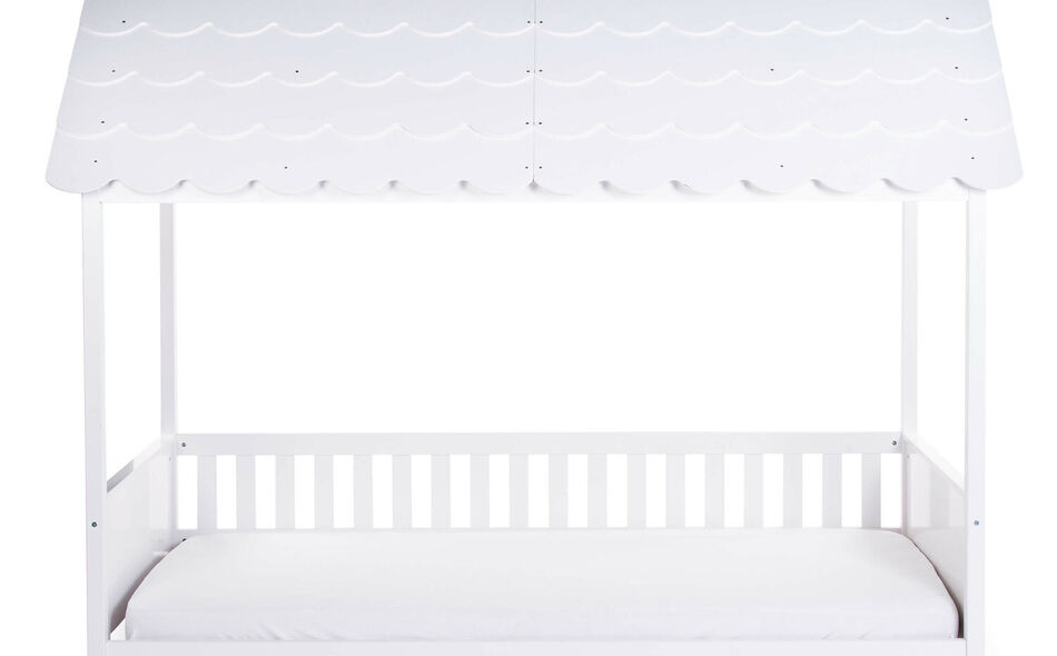 Lit Cabane Avec Toit - 90x200 Cm - Bois - Blanc