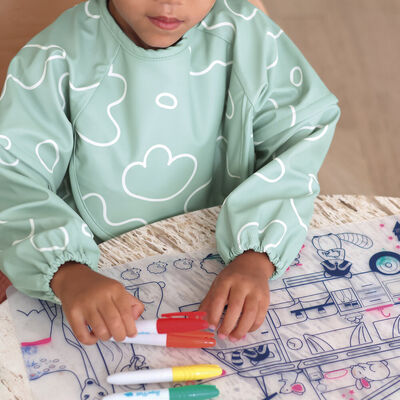 2 in 1 bib with removable sleeves Sage green