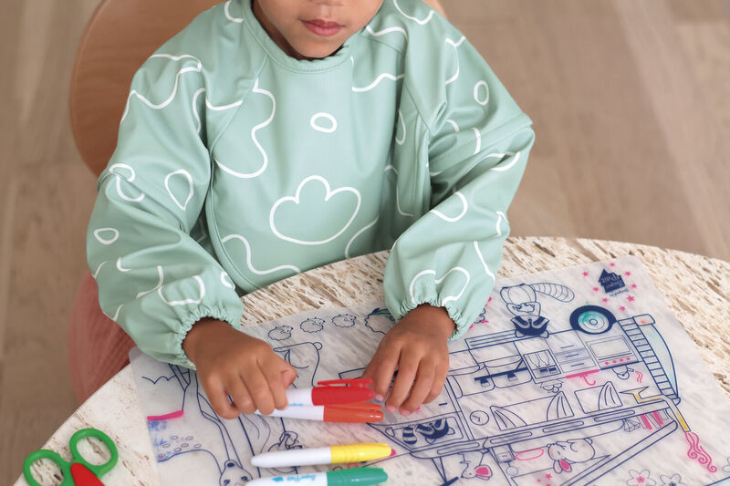 2 in 1 bib with removable sleeves Sage green