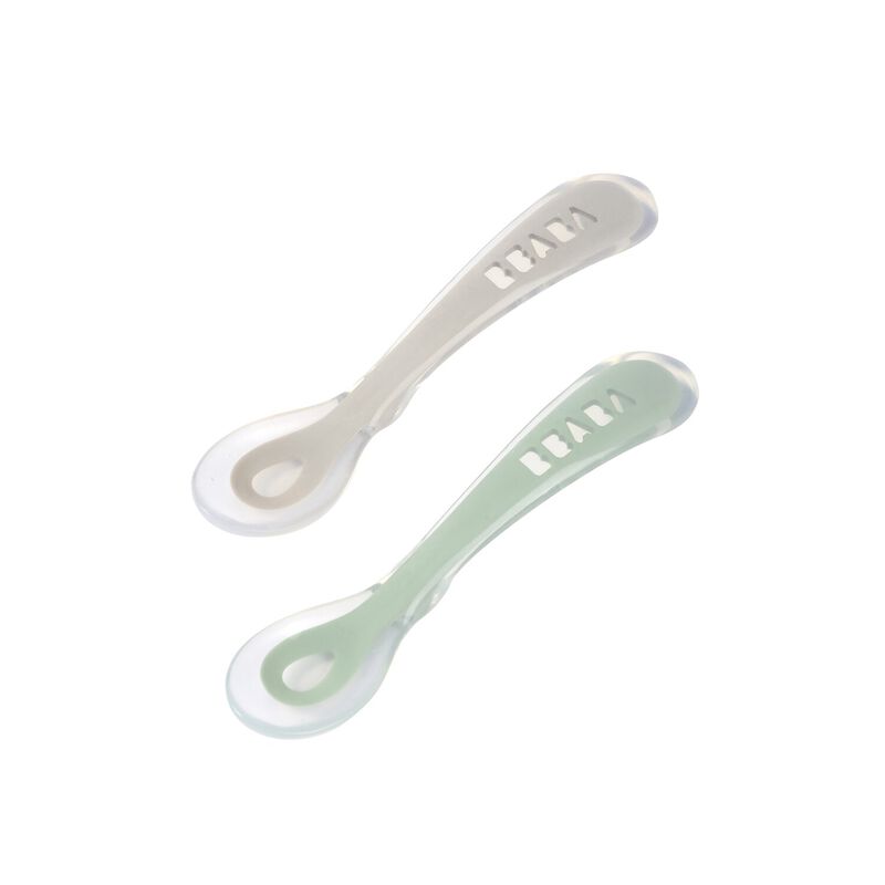 Lot de 2 cuill&egrave;res 2&egrave;me &acirc;ge silicone avec boite de transport