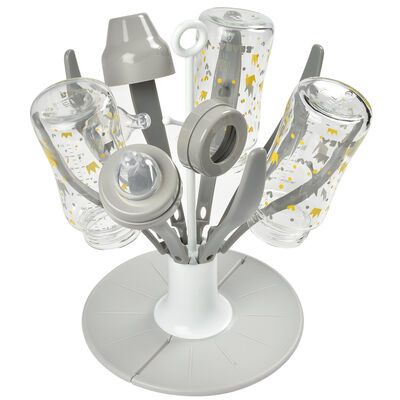 Flower foldable baby bottle drainer grey
