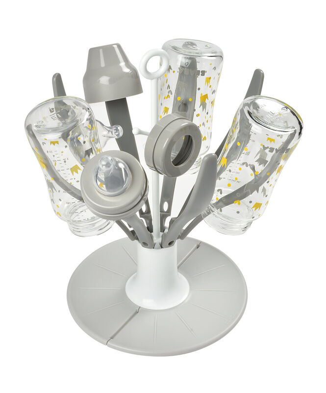 Flower foldable baby bottle drainer grey