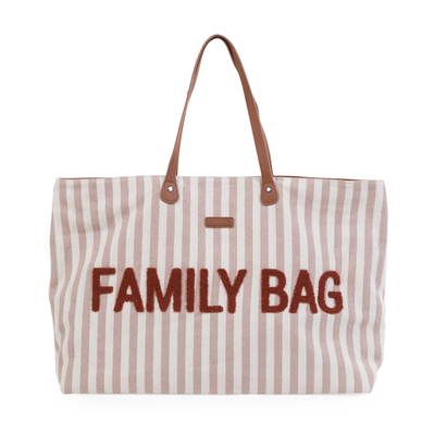 Family Bag Wickeltasche - Streifen  - Nude/Terracotta