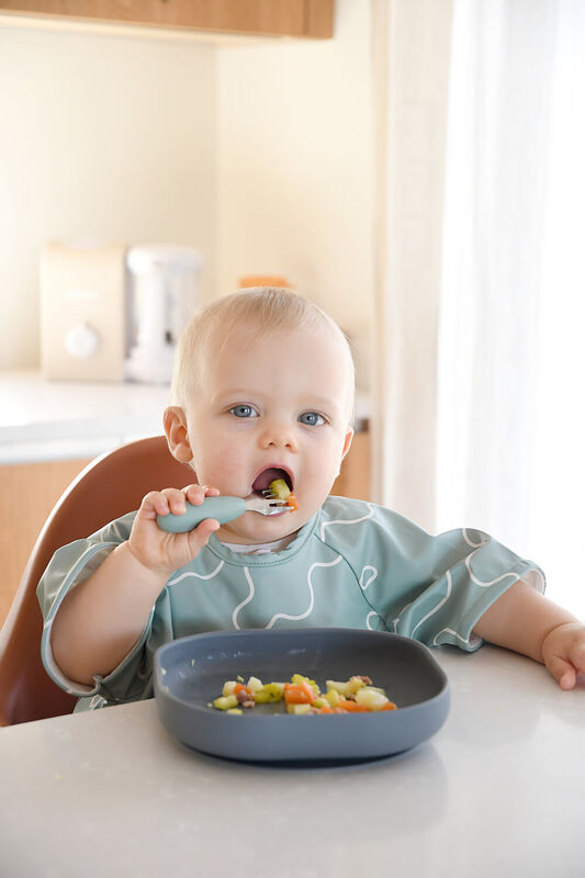 Set of 2 stainless steel pre-cutlery Sage Green