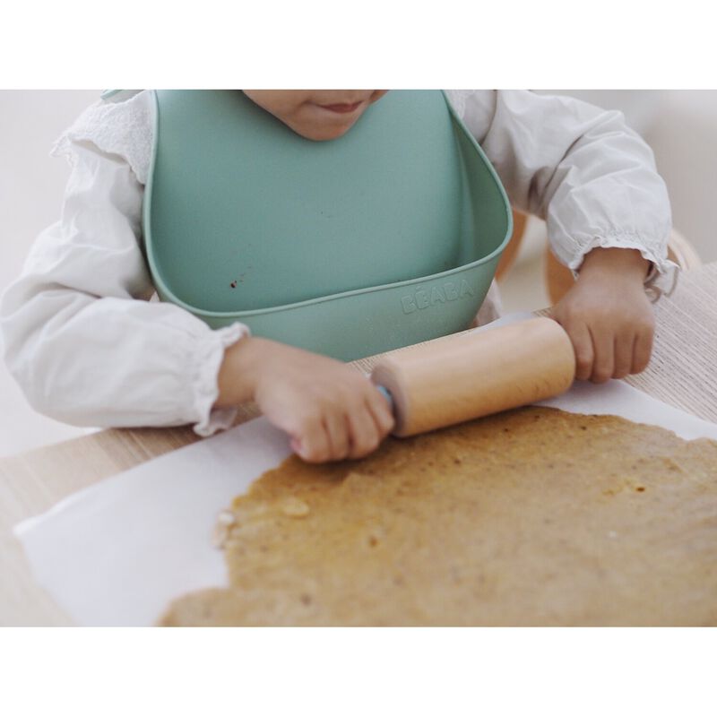 Lot de 2 bavoirs silicone light mist/sage green