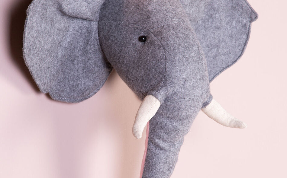 Animal Head Elephant - Felt - Wall Decoration