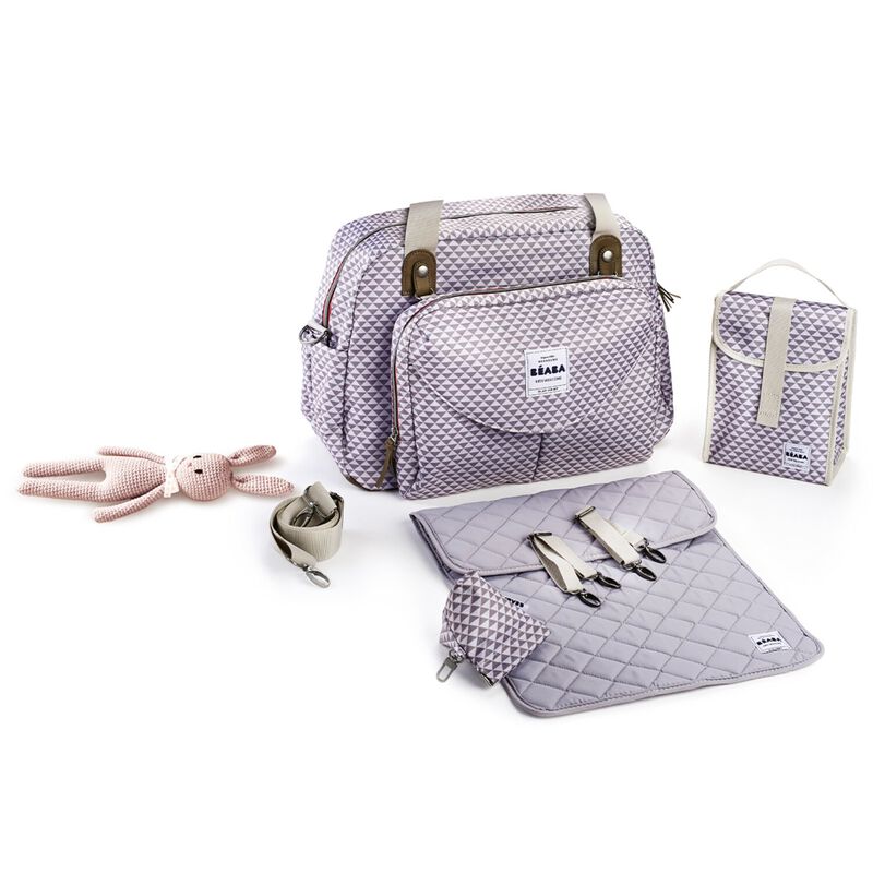 Bolso cambiador Ginebra II "play print" grey/coral