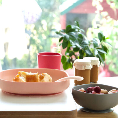 4-piece silicone dinner set pink