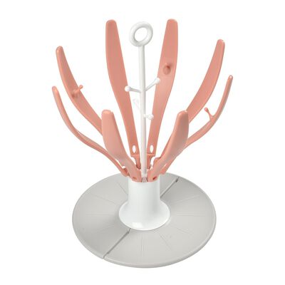 Flower foldable baby bottle drainer pink