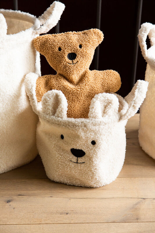 Storage Basket - 25x20x20 Cm - Teddy - Off white