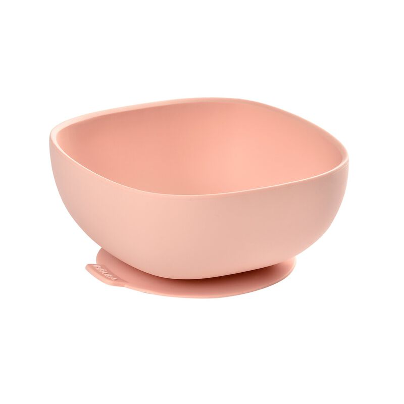 Silicone bowl with suction cup pink