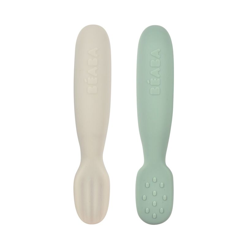Lot de 2 PRE-CUILL&Egrave;RE SILICONE sage green / velvet grey