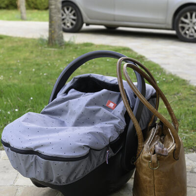 Car seat footmuff heather grey dots