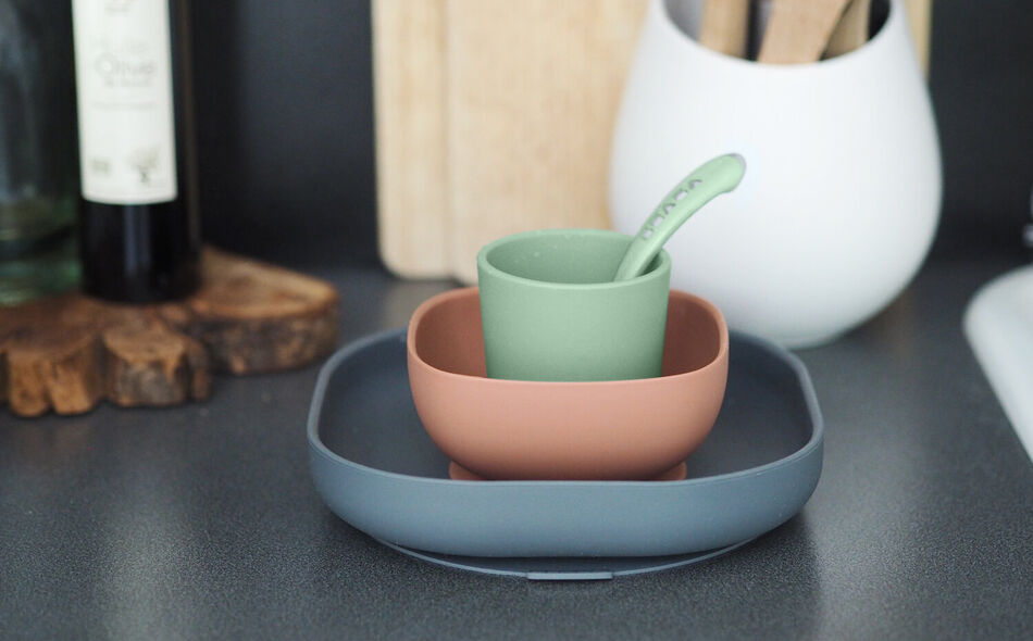 4-piece silicone dinner set mineral 