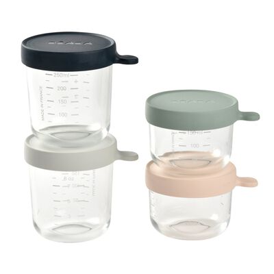 Glass Baby Food Storage Containers Set of 4 &ndash; Eucalyptus