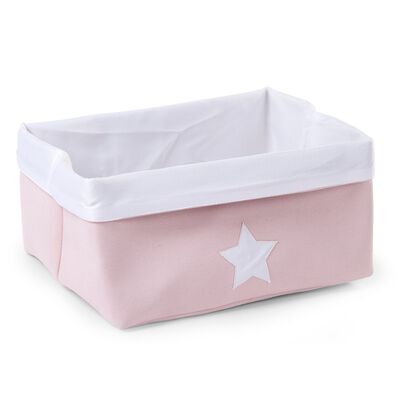 Storage Basket - 40x30x20 Cm - Canvas - Soft Pink White