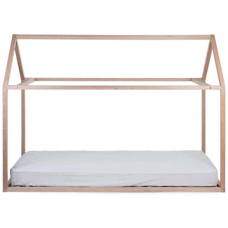 Bed Frame House - 90x200 Cm - Wood - Natural