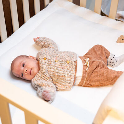 Playpen Mat - 75x95 Cm - Jersey Melange Beige / Muslin Teddy