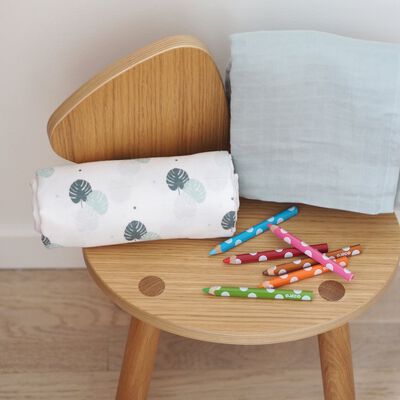 Set of 2 XXL cotton muslins wraps mirage grey/jungle 