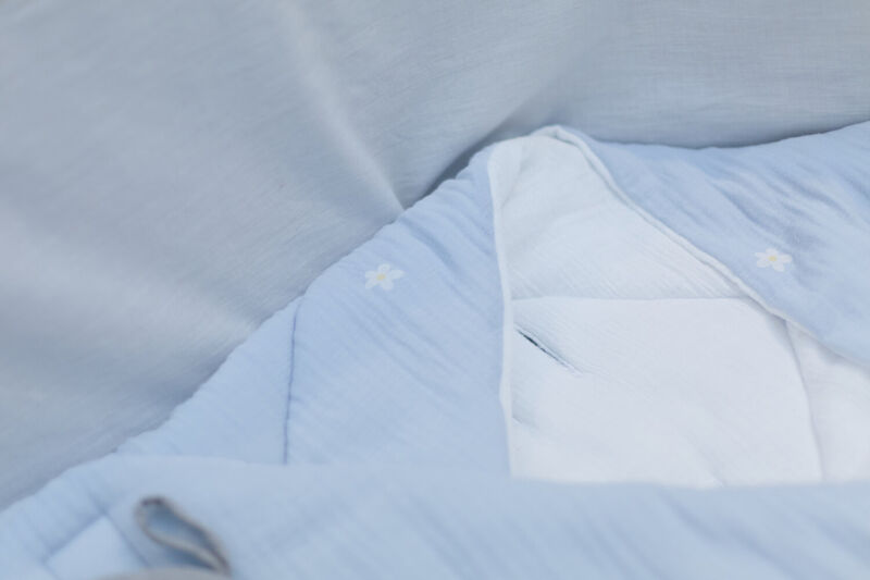 Universal Baby Wrapper - 75x75 Cm -  Muslin Flower Blue 