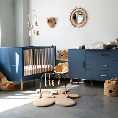 Bold Blue - Cot Bed - 70x140 Cm + Slats