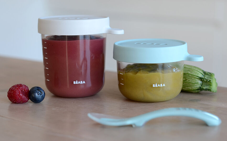 Set of 2 glass portion jars 150 ml/250ml airy-green