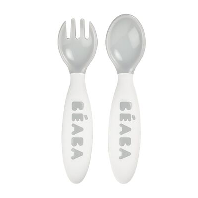  2nd stage ergonomic cutlery set 2 pieces grey