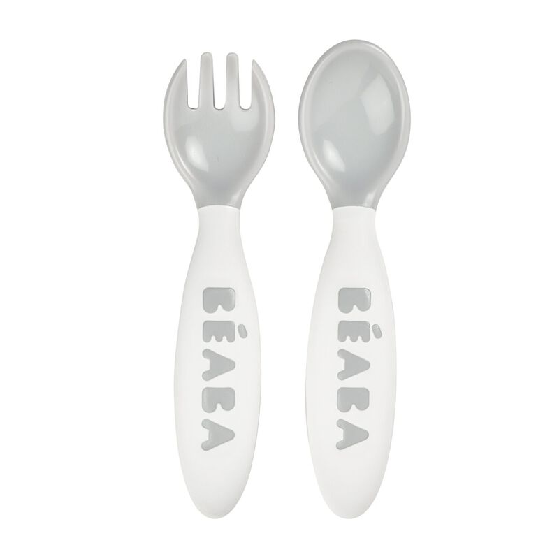  2nd stage ergonomic cutlery set 2 pieces grey